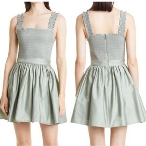 ALICE AND OLIVIA Barrett Smock Bodice Stretch Cotton Party Dress, SIZE 8.  *READ
